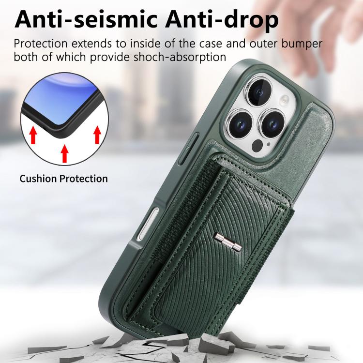 For iPhone 16 Pro Max CaseNeo Fold Holder Retro Elastic Card Bag Magnetic Back Phone Case