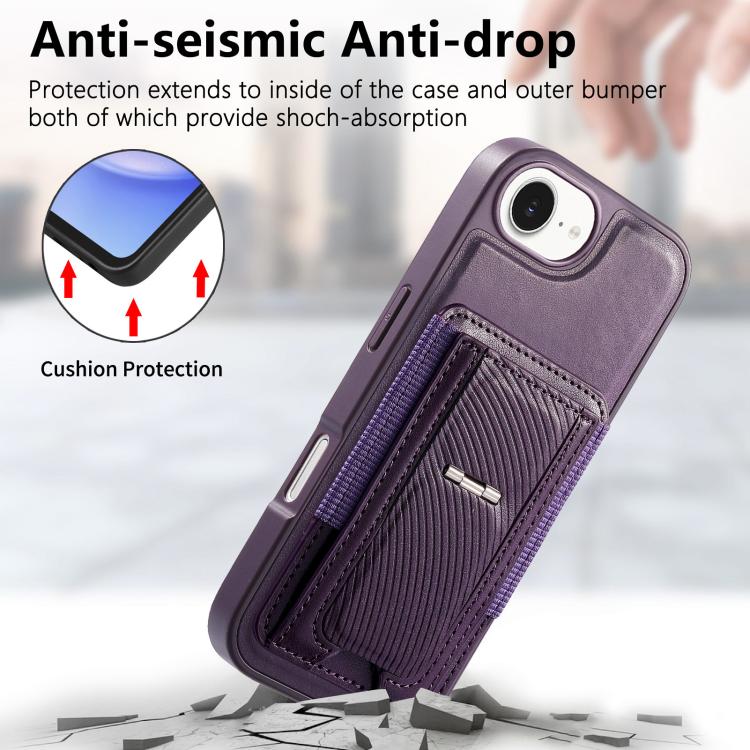 For iPhone 17e / 16e CaseNeo Fold Holder Retro Elastic Card Bag Magnetic Back Phone Case