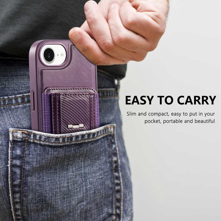 For iPhone 17e / 16e CaseNeo Fold Holder Retro Elastic Card Bag Magnetic Back Phone Case