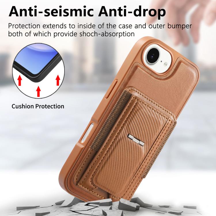 For iPhone 17e / 16e CaseNeo Fold Holder Retro Elastic Card Bag Magnetic Back Phone Case