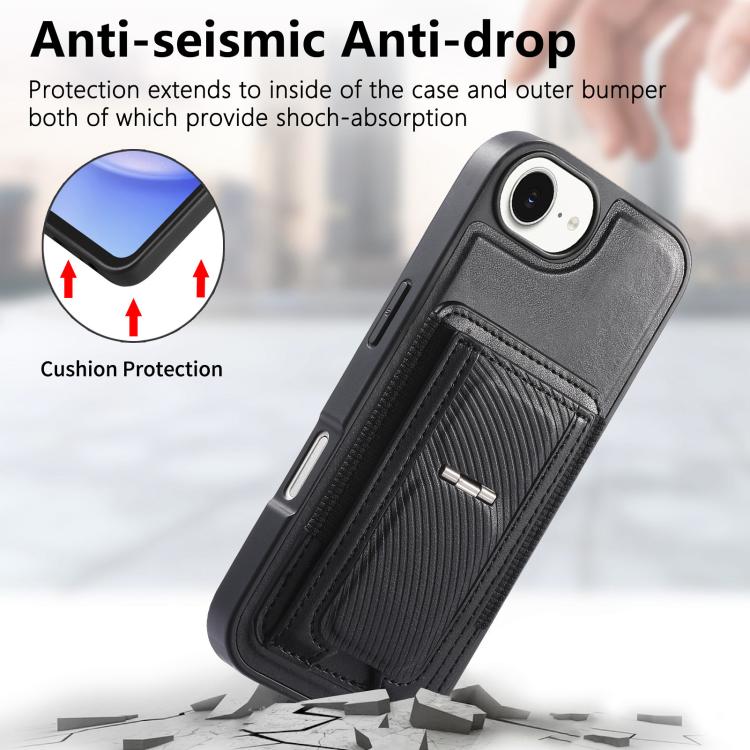 For iPhone 17e / 16e CaseNeo Fold Holder Retro Elastic Card Bag Magnetic Back Phone Case