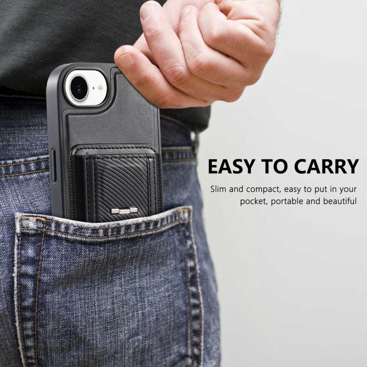 For iPhone 17e / 16e CaseNeo Fold Holder Retro Elastic Card Bag Magnetic Back Phone Case