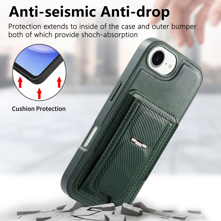 For iPhone 17e / 16e CaseNeo Fold Holder Retro Elastic Card Bag Magnetic Back Phone Case