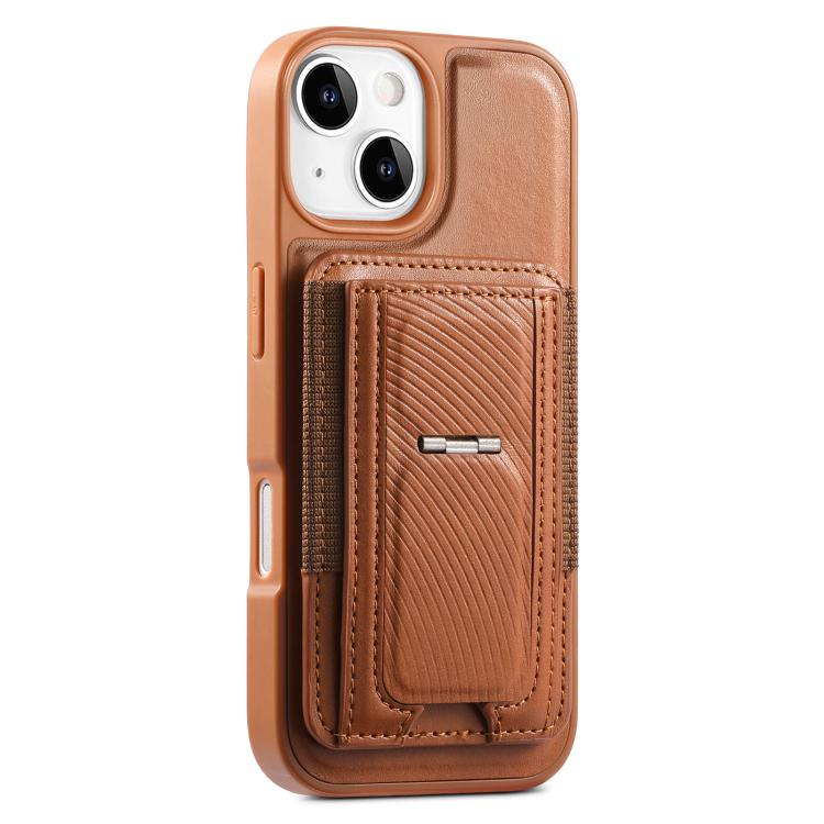 For iPhone 15 CaseNeo Fold Holder Retro Elastic Card Bag Magnetic Back Phone Case