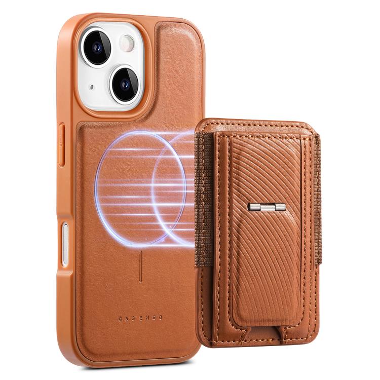 For iPhone 15 CaseNeo Fold Holder Retro Elastic Card Bag Magnetic Back Phone Case