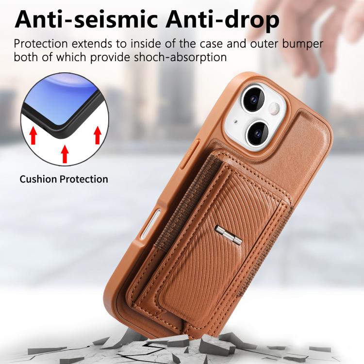For iPhone 15 CaseNeo Fold Holder Retro Elastic Card Bag Magnetic Back Phone Case