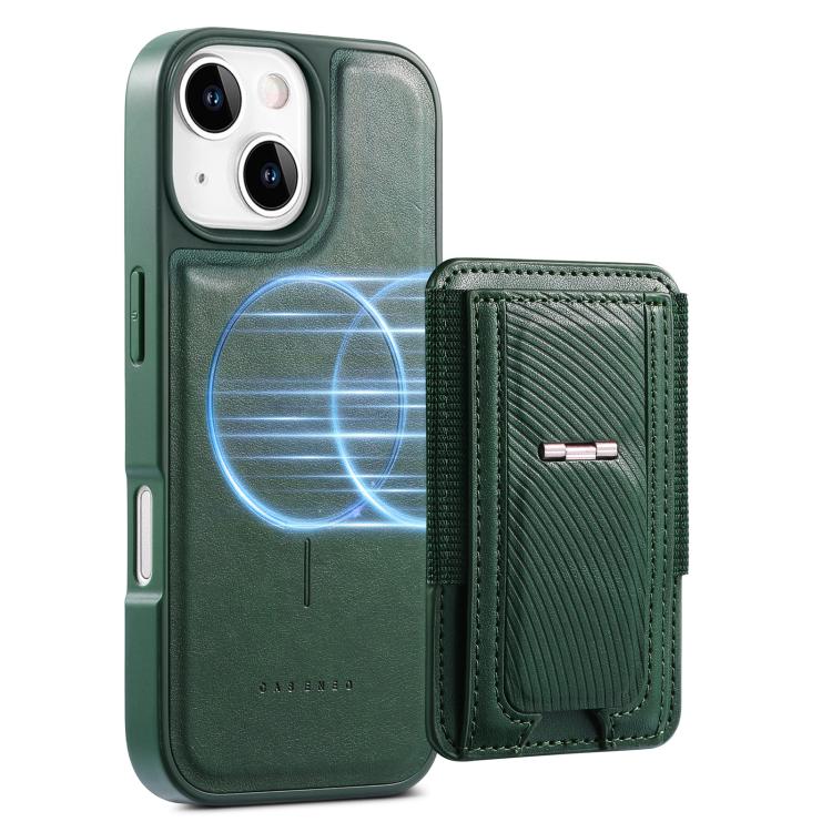 For iPhone 15 CaseNeo Fold Holder Retro Elastic Card Bag Magnetic Back Phone Case