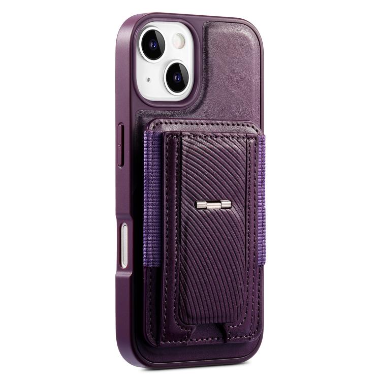 For iPhone 15 Plus CaseNeo Fold Holder Retro Elastic Card Bag Magnetic Back Phone Case