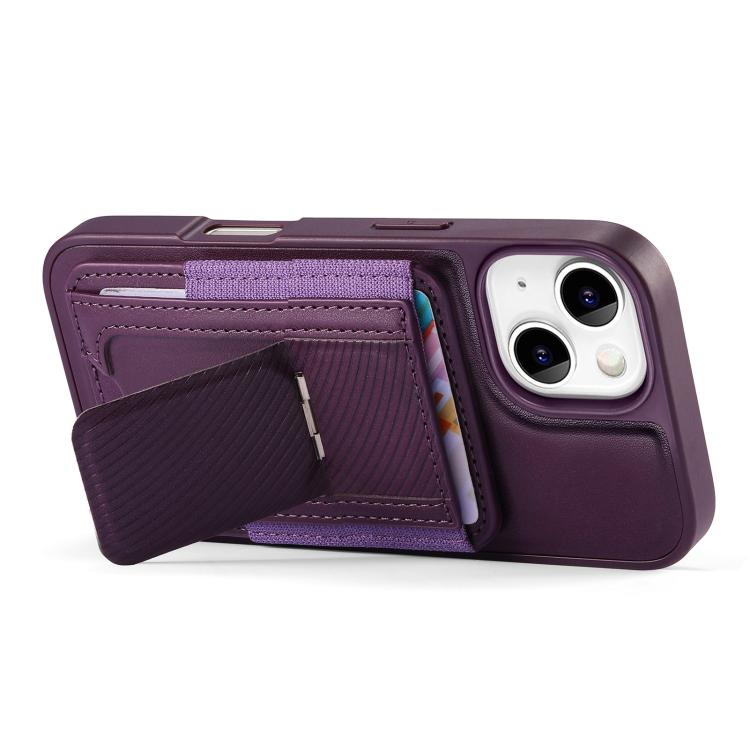 For iPhone 15 Plus CaseNeo Fold Holder Retro Elastic Card Bag Magnetic Back Phone Case