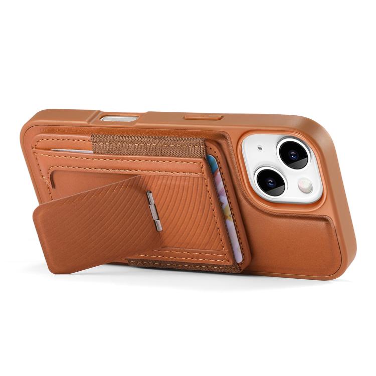 For iPhone 15 Plus CaseNeo Fold Holder Retro Elastic Card Bag Magnetic Back Phone Case