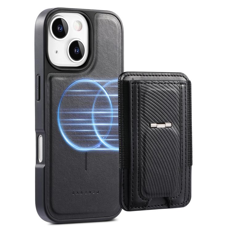 For iPhone 15 Plus CaseNeo Fold Holder Retro Elastic Card Bag Magnetic Back Phone Case