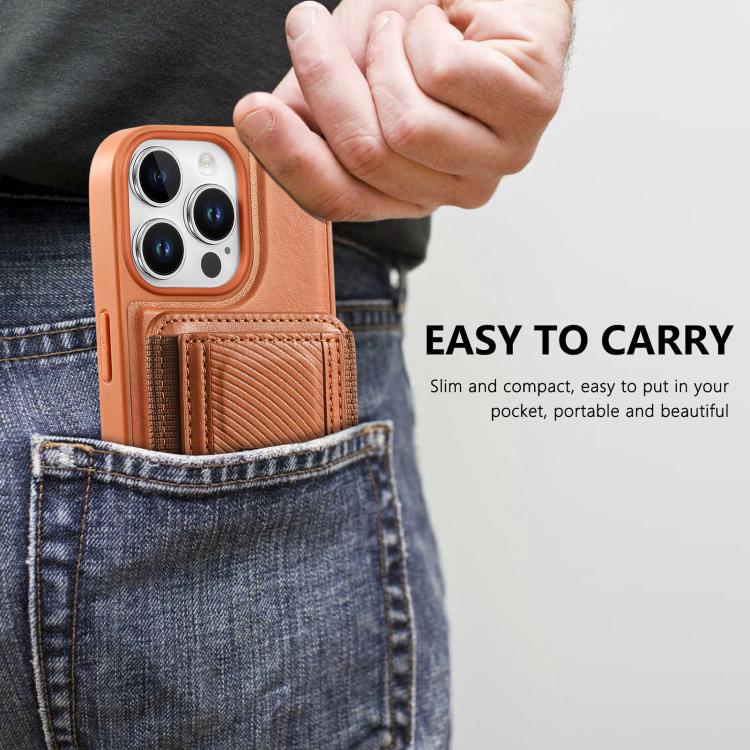 For iPhone 15 Pro Max CaseNeo Fold Holder Retro Elastic Card Bag Magnetic Back Phone Case
