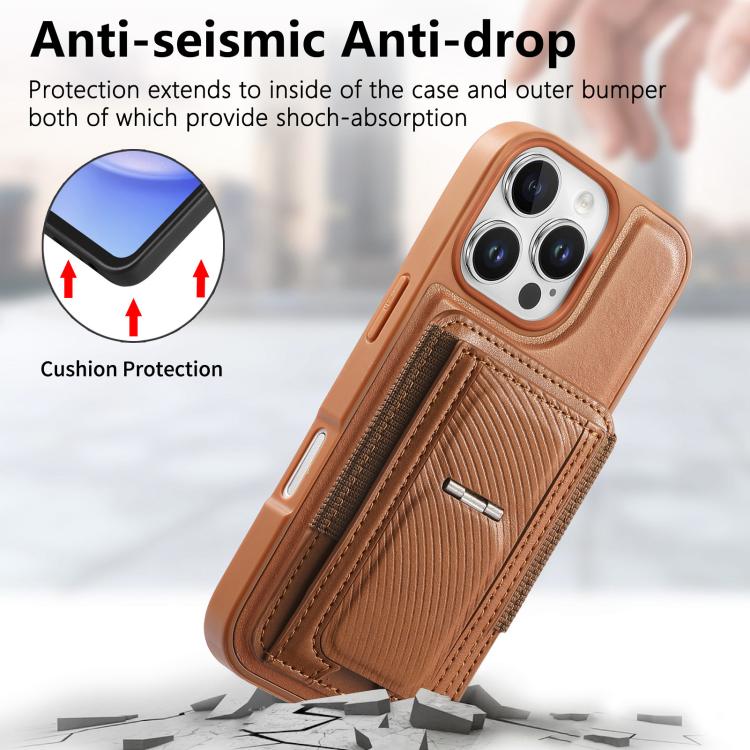 For iPhone 14 Pro CaseNeo Fold Holder Retro Elastic Card Bag Magnetic Back Phone Case