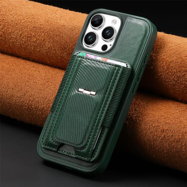For iPhone 13 Pro CaseNeo Fold Holder Retro Elastic Card Bag Magnetic Back Phone Case
