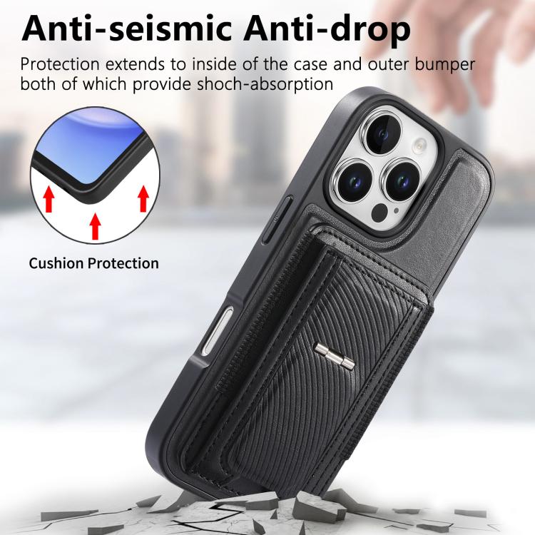 For iPhone 13 Pro Max CaseNeo Fold Holder Retro Elastic Card Bag Magnetic Back Phone Case