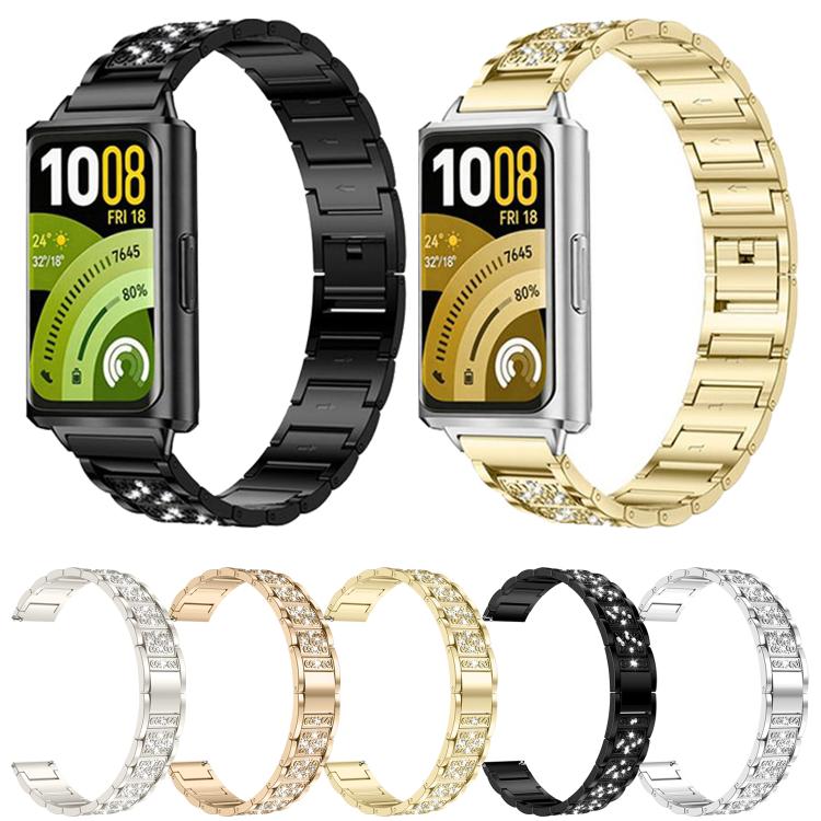 For Huawei Band 11 / Band 11 Pro Three Beads Diamond Starry Sky Metal Watch Band