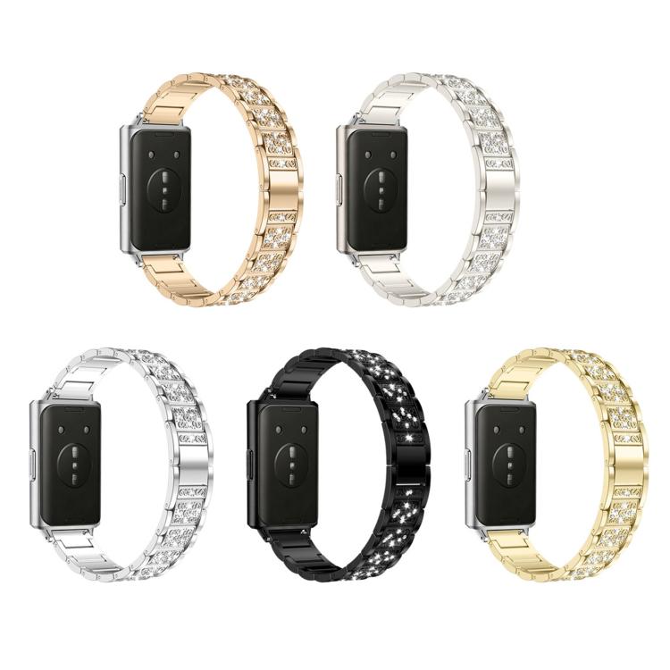 For Huawei Band 11 / Band 11 Pro Three Beads Diamond Starry Sky Metal Watch Band
