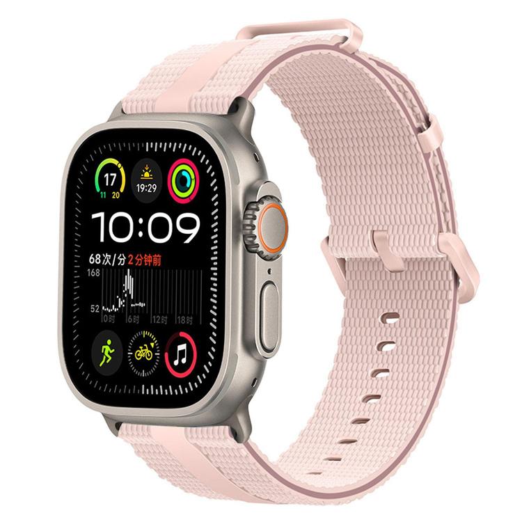 For Apple Watch 46mm / 49mm / 45mm / 44mm Line Pattern Silicone Watch Band