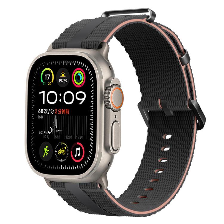 For Apple Watch 46mm / 49mm / 45mm / 44mm Line Pattern Silicone Watch Band
