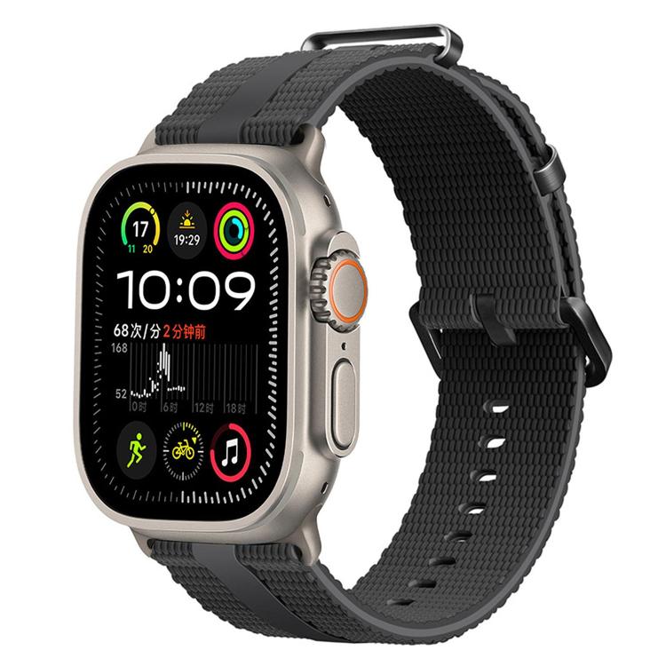 For Apple Watch 46mm / 49mm / 45mm / 44mm Line Pattern Silicone Watch Band