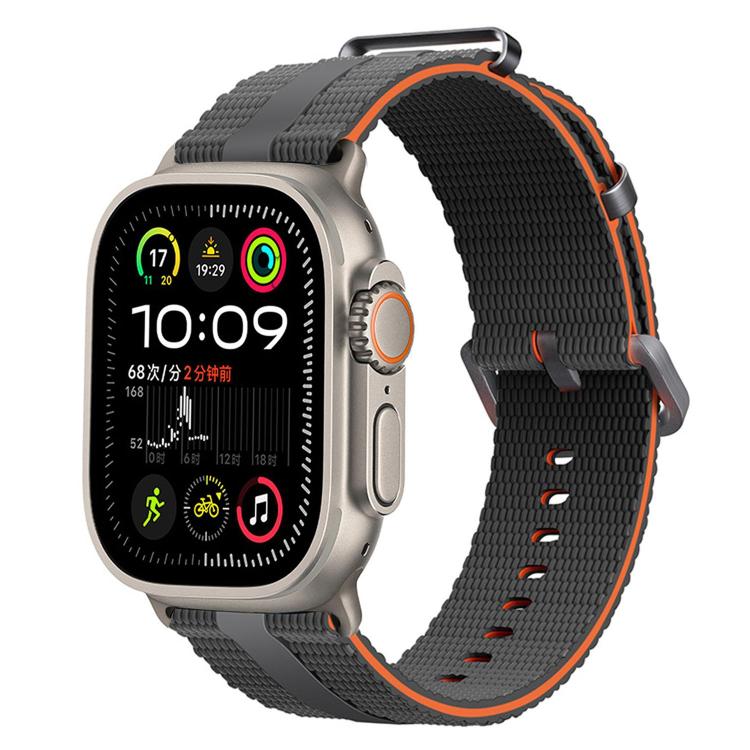 For Apple Watch 46mm / 49mm / 45mm / 44mm Line Pattern Silicone Watch Band