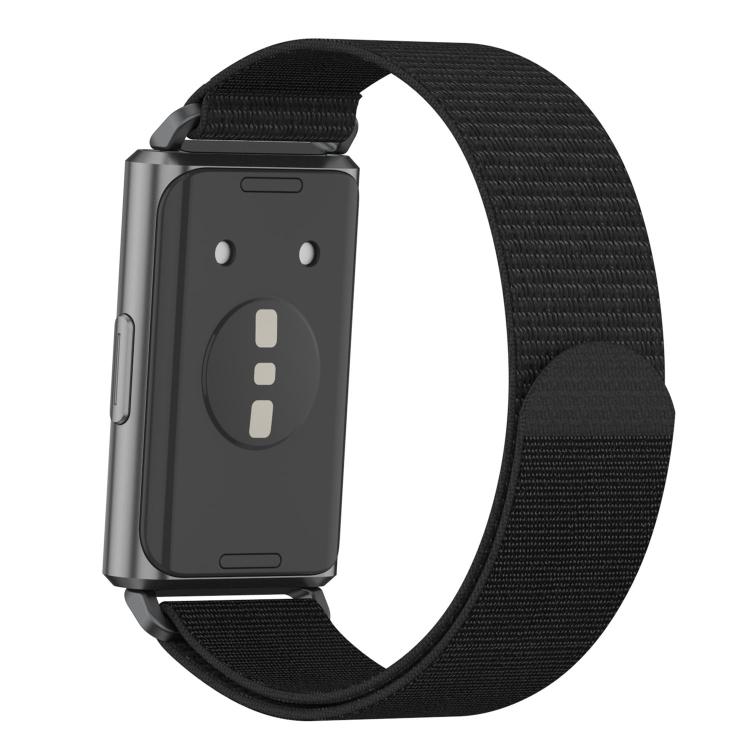 For Huawei Band 11 / Band 11 Pro Feather Light Round Tail Nylon Loop Metal Interface Watch Band
