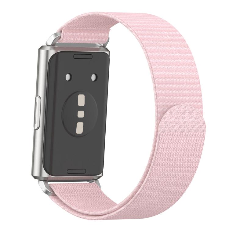 For Huawei Band 11 / Band 11 Pro Feather Light Round Tail Nylon Loop Metal Interface Watch Band