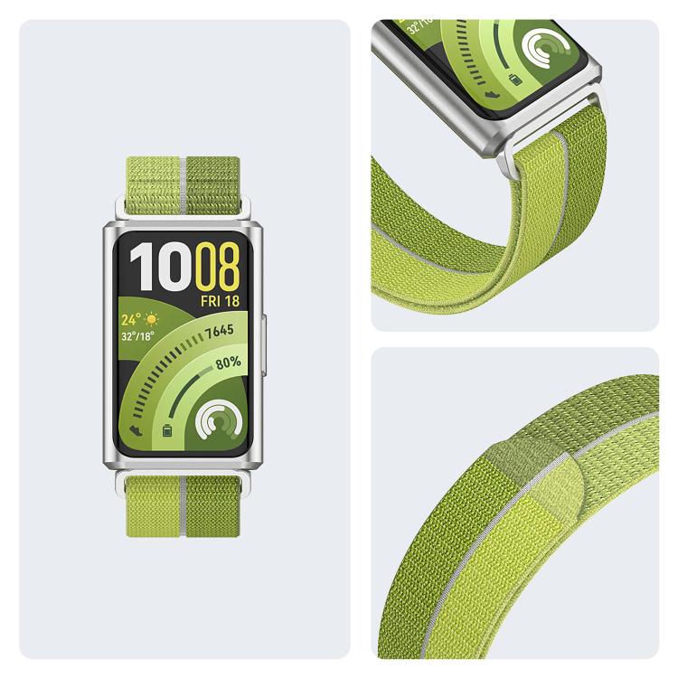 For Huawei Band 11 / Band 11 Pro Feather Light Round Tail Nylon Loop Metal Interface Watch Band
