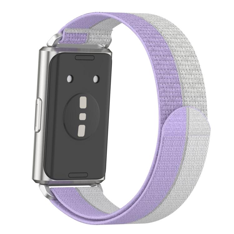 For Huawei Band 11 / Band 11 Pro Feather Light Round Tail Nylon Loop Metal Interface Watch Band
