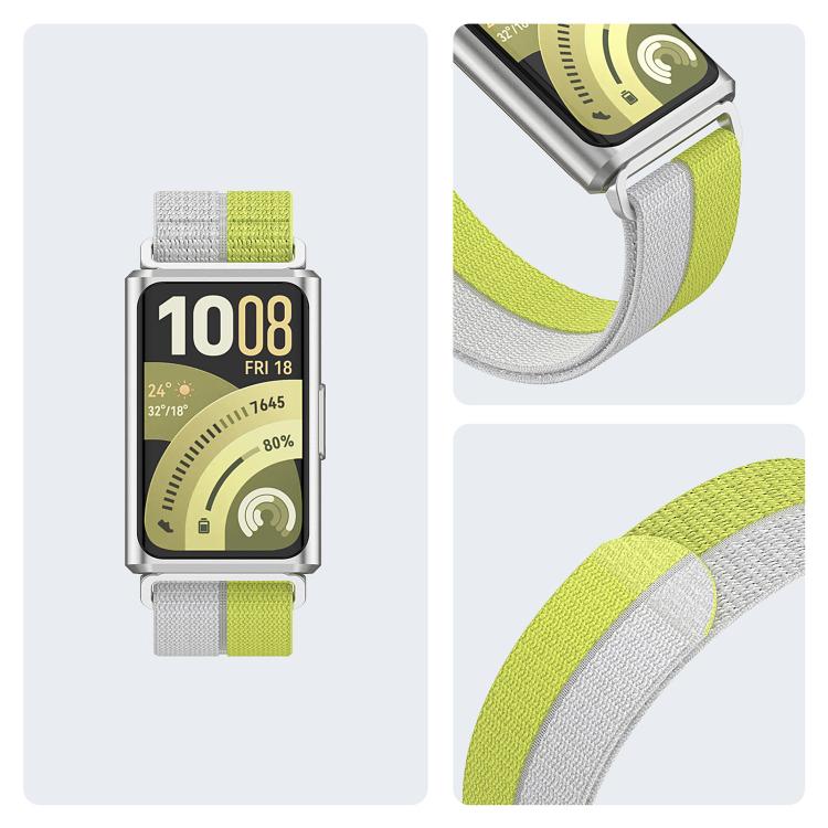 For Huawei Band 11 / Band 11 Pro Feather Light Round Tail Nylon Loop Metal Interface Watch Band