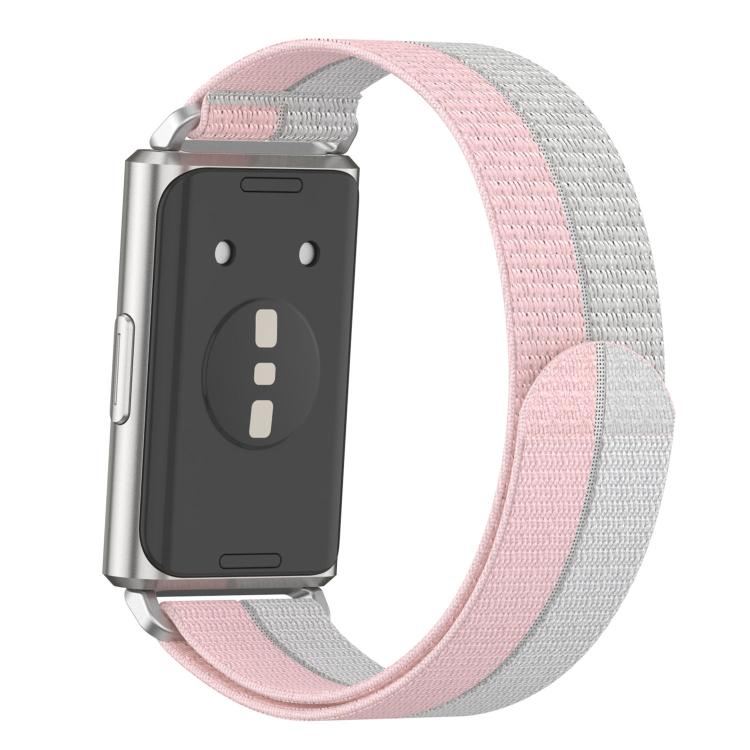 For Huawei Band 11 / Band 11 Pro Feather Light Round Tail Nylon Loop Metal Interface Watch Band