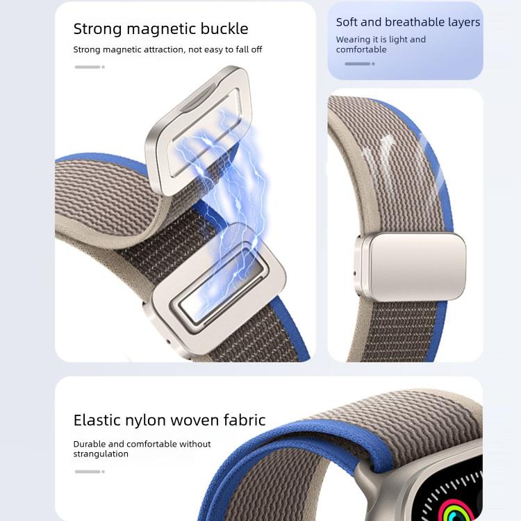 For Apple Watch 46mm / 49mm / 45mm / 44mm Magnetic Buckle Trail Loop Nylon Watch Band Watch Band