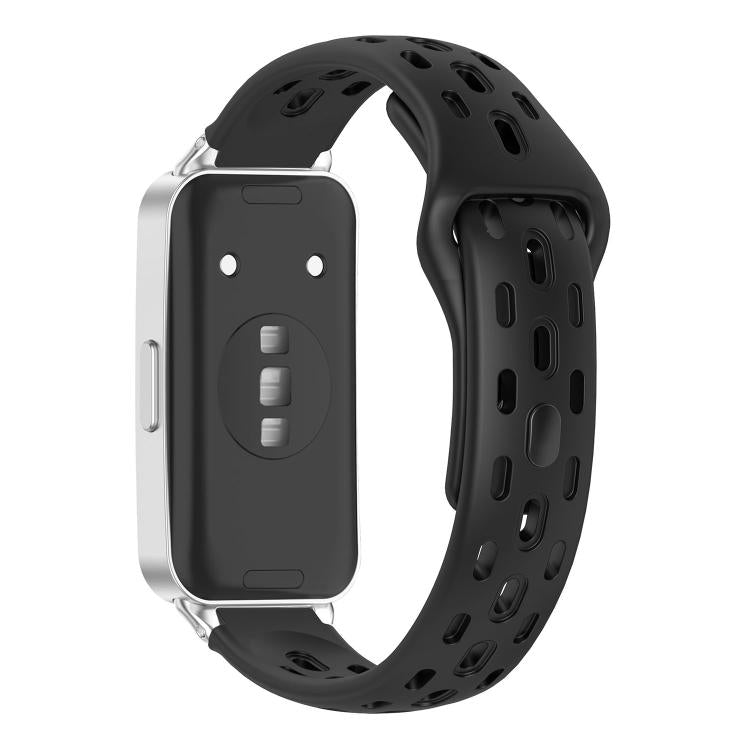 For Huawei Band 11 / Band 11 Pro Reverse Buckle Flat Perforated Breathable Silicone Watch Band