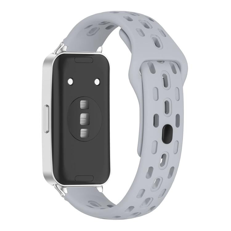 For Huawei Band 11 / Band 11 Pro Reverse Buckle Flat Perforated Breathable Silicone Watch Band