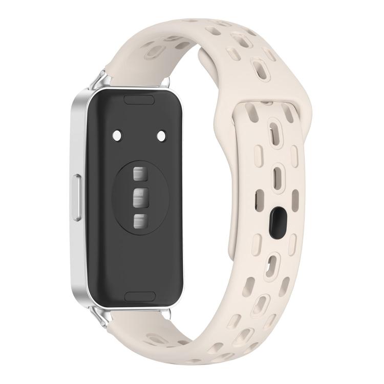 For Huawei Band 11 / Band 11 Pro Reverse Buckle Flat Perforated Breathable Silicone Watch Band
