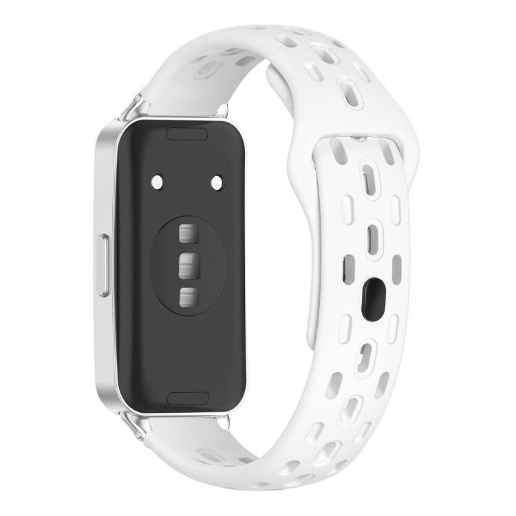 For Huawei Band 11 / Band 11 Pro Reverse Buckle Flat Perforated Breathable Silicone Watch Band