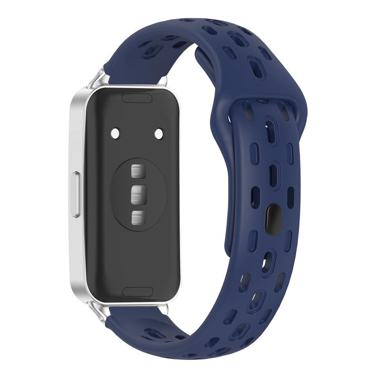 For Huawei Band 11 / Band 11 Pro Reverse Buckle Flat Perforated Breathable Silicone Watch Band