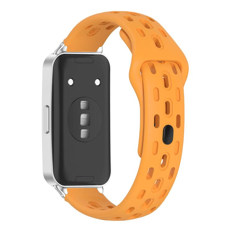 For Huawei Band 11 / Band 11 Pro Reverse Buckle Flat Perforated Breathable Silicone Watch Band