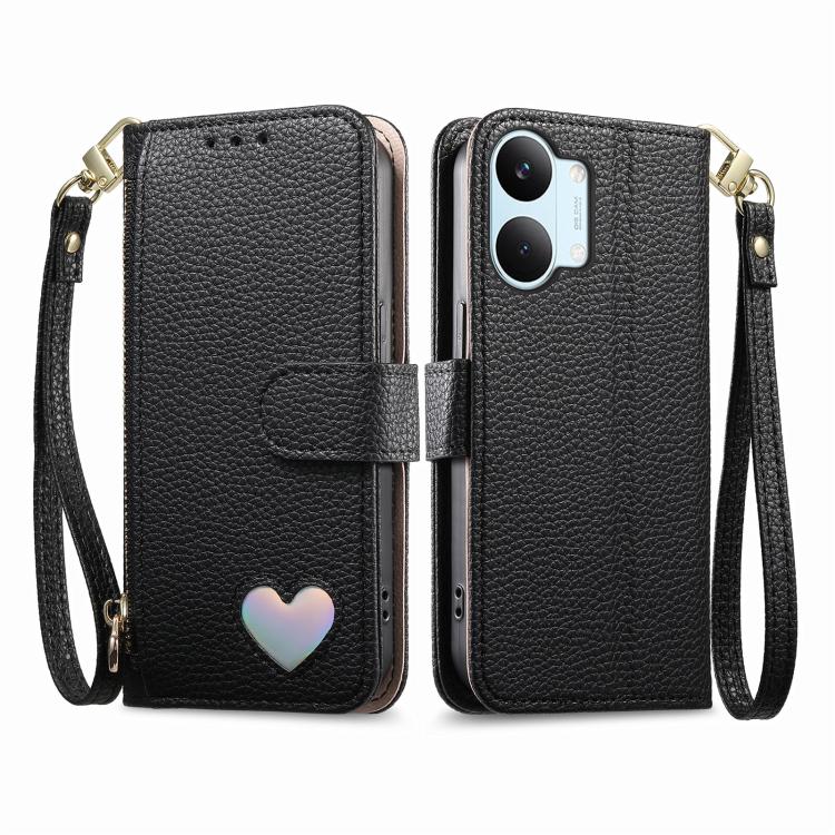 For Xiaomi Poco X8 Pro Max 5G Fantasy Love Heart Zipper Wallet Vegan Leather Phone Case with Strap