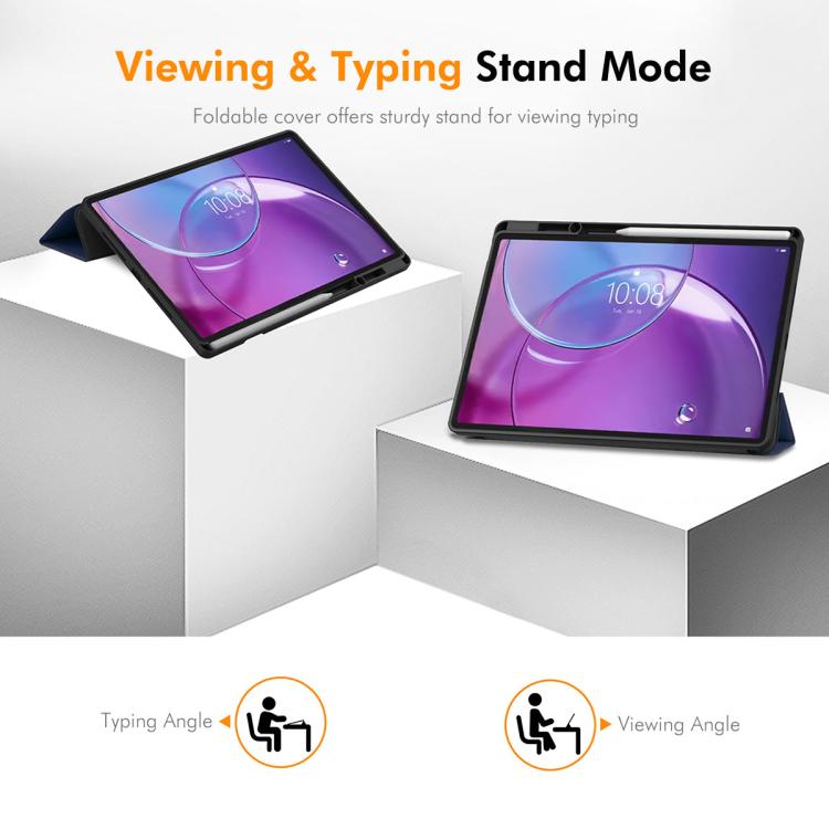 For Lenovo Idea Tab Pro Gen 2 13 inch ENKAY Tri-fold Custer Texture TPU Leather Smart Tablet Case with Pen Slot