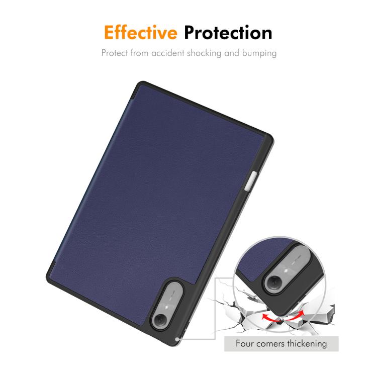 For Lenovo Idea Tab Pro Gen 2 13 inch ENKAY Tri-fold Custer Texture TPU Leather Smart Tablet Case with Pen Slot