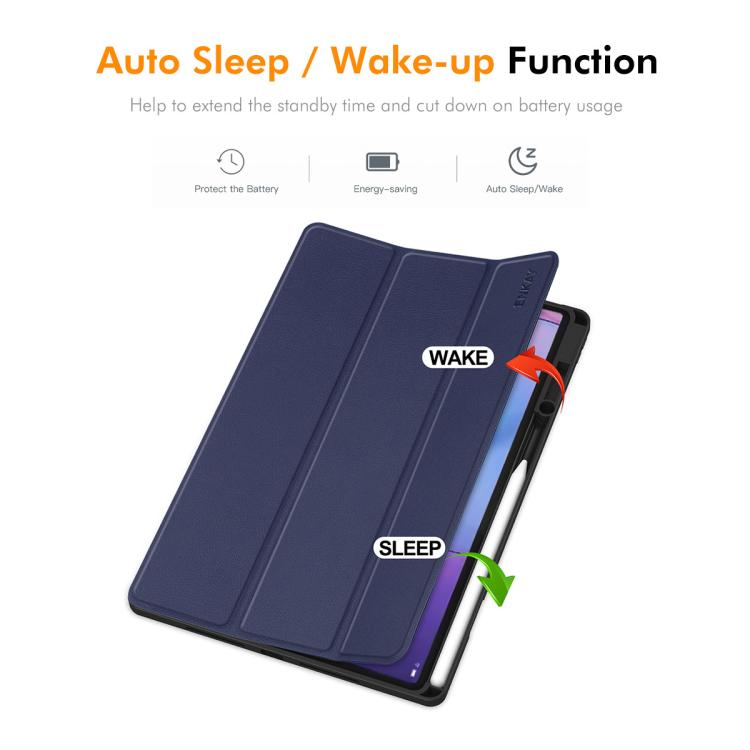 For Lenovo Idea Tab Pro Gen 2 13 inch ENKAY Tri-fold Custer Texture TPU Leather Smart Tablet Case with Pen Slot