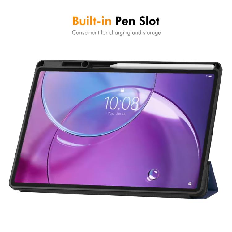 For Lenovo Idea Tab Pro Gen 2 13 inch ENKAY Tri-fold Custer Texture TPU Leather Smart Tablet Case with Pen Slot