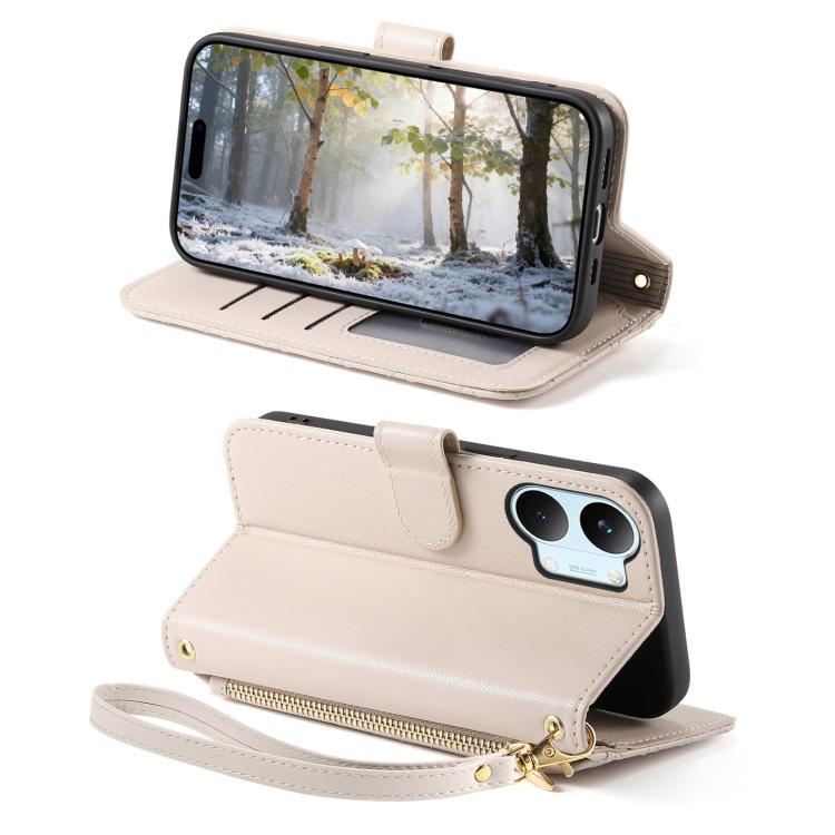 For Xiaomi Poco X8 Pro Max 5G Rhombic Texture Zipper Wallet Metal Bow-knot Vegan Leather Phone Case with Strap