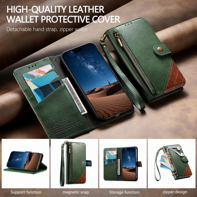 For Redmi Turbo 5 5G Splicing Zipper Wallet Vegan Leather Phone Case with Strap
