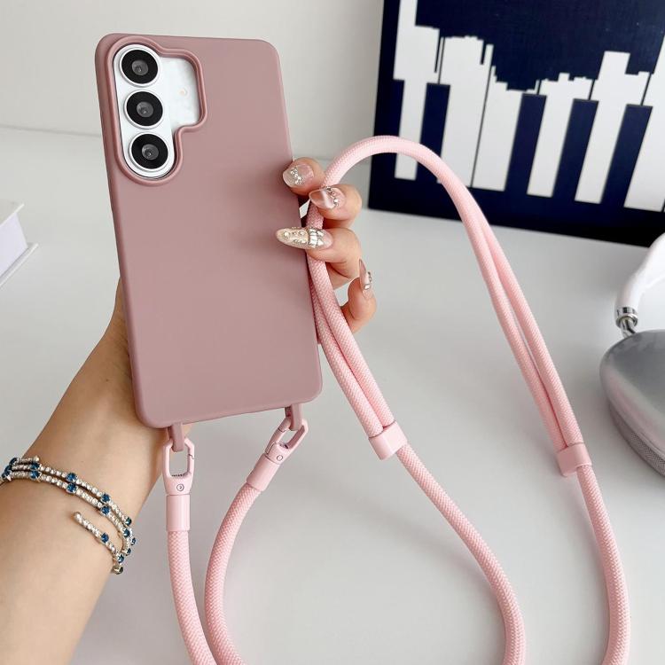 For Samsung Galaxy S26 5G Candy Silicone Shockproof Phone Case with 7mm Crossbody Lanyard
