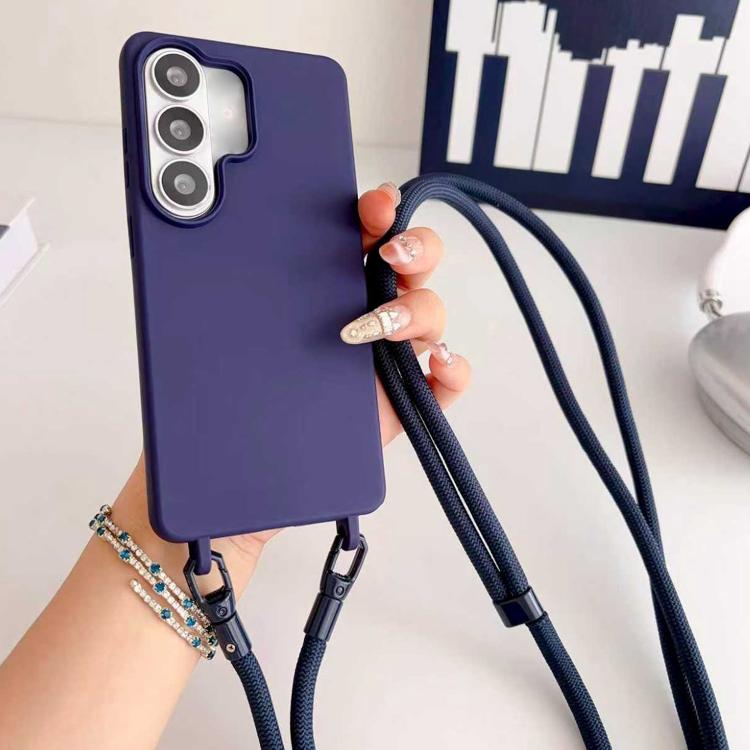 For Samsung Galaxy S26 5G Candy Silicone Shockproof Phone Case with 7mm Crossbody Lanyard