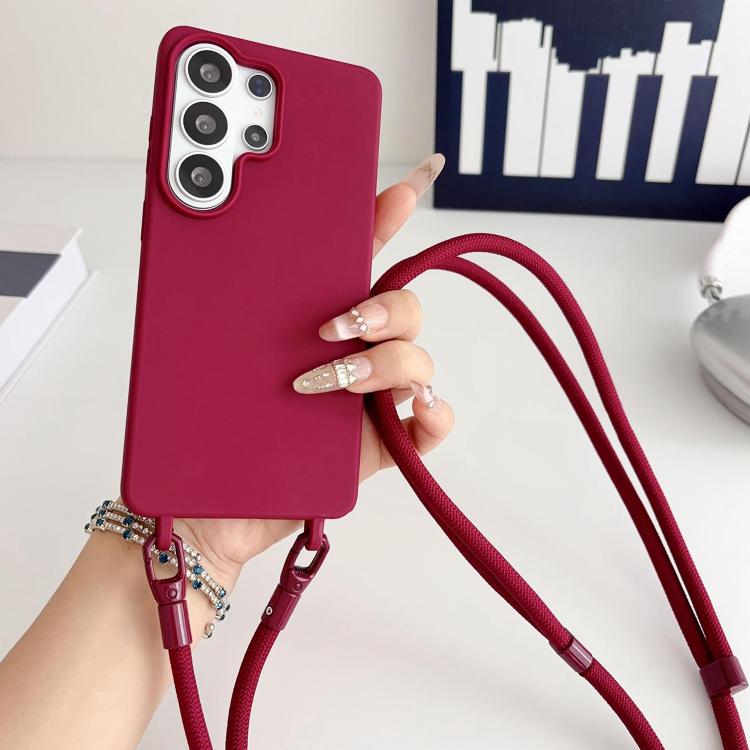 For samsung Galaxy S26 Ultra 5G  Candy Silicone Shockproof Phone Case with 7mm Crossbody Lanyard