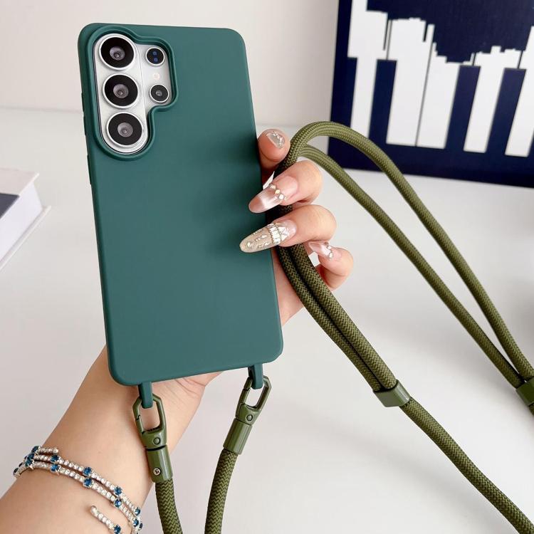 For samsung Galaxy S26 Ultra 5G  Candy Silicone Shockproof Phone Case with 7mm Crossbody Lanyard