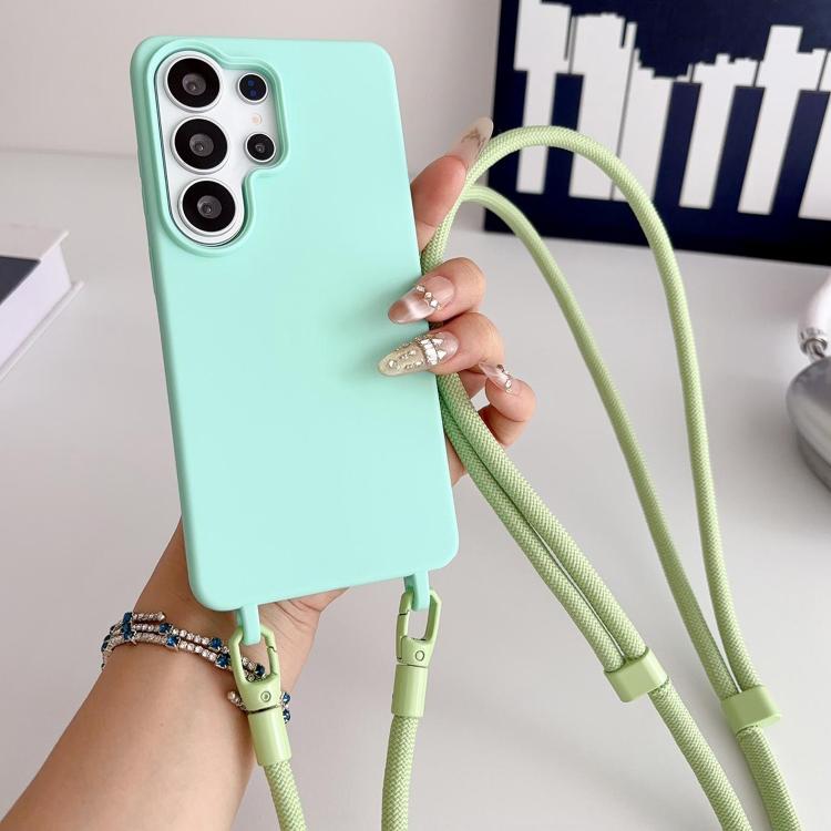 For Samsung Galaxy S25 Ultra 5G Candy Silicone Shockproof Phone Case with 7mm Crossbody Lanyard